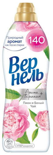 ВЕРНЕЛЬ кондиционер д/белья ароматерапия пион и белый чай 910мл/870мл (12)